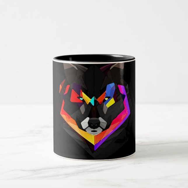 Caneca De Café Em Dois Tons Abstract wolf iphone (Centro)