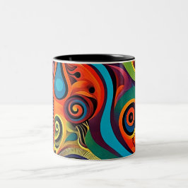 Caneca De Café Em Dois Tons Abstracta Psicodélica 11