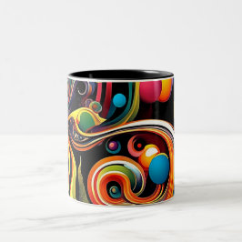 Caneca De Café Em Dois Tons Abstracta Psicodélica 15