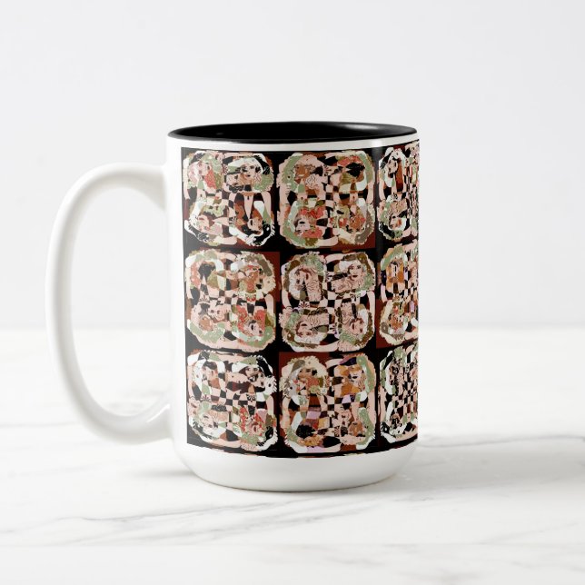 Caneca De Café Em Dois Tons Abstrato (Esquerda)