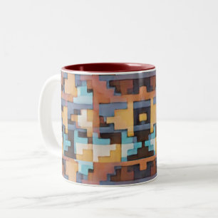 Caneca De Café Em Dois Tons Abstrato a sudoeste inspirou os tons da Terra