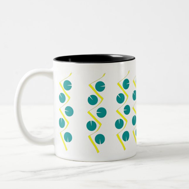 Caneca De Café Em Dois Tons Abstrato Amarelo Azul (Esquerda)