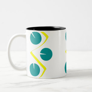 Caneca De Café Em Dois Tons Abstrato Amarelo Azul 2
