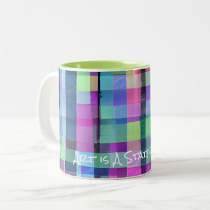 Caneca De Café Em Dois Tons Abstrato ART É UM ESTADO DE MENTE, UM Artista Colo