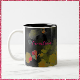 Caneca De Café Em Dois Tons Abstrato Art Noir Black Pink e Dourado