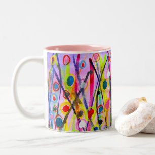 Caneca De Café Em Dois Tons abstrato art paisagem colorido