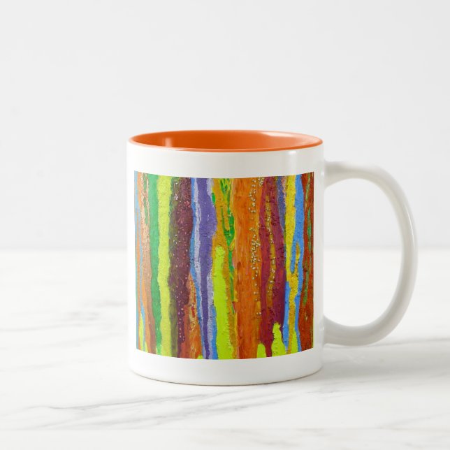 Caneca De Café Em Dois Tons Abstrato Arte arco-íris pingar tinta (Direita)