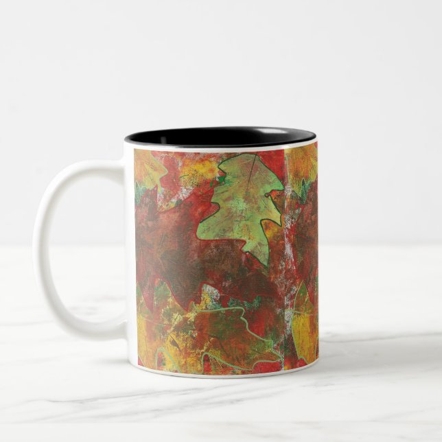 Caneca De Café Em Dois Tons Abstrato Autumn Oak Deixa Mugs (Esquerda)
