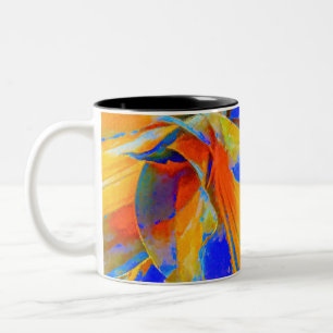 Caneca De Café Em Dois Tons Abstrato azul e laranja
