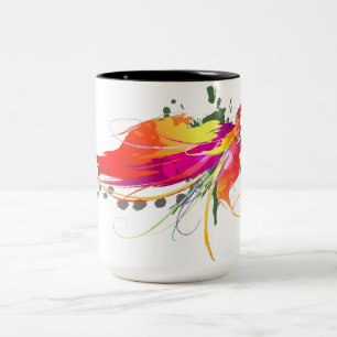 Caneca De Café Em Dois Tons Abstrato Bird of Paradise Paint Splatters