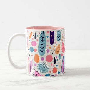Caneca De Café Em Dois Tons Abstrato Botânico Padrão Pastel BOHO Chic