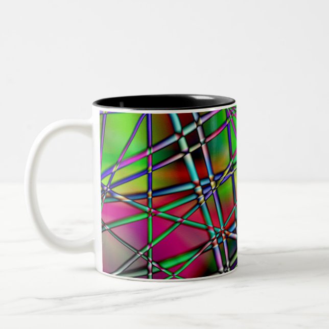 Caneca De Café Em Dois Tons Abstrato colorido (Esquerda)