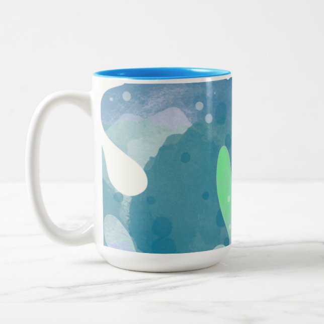 Caneca De Café Em Dois Tons Abstrato de algas (Esquerda)