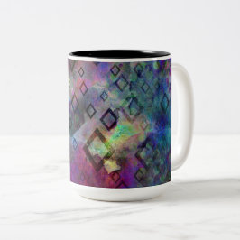 Caneca De Café Em Dois Tons Abstrato de aquarela colorido com diamantes