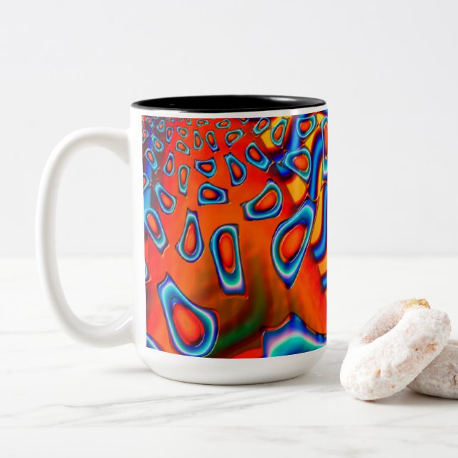 Caneca De Café Em Dois Tons Abstrato de Ficção Científica com Cadete Espacial (Com Donut)