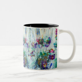 Caneca De Café Em Dois Tons Abstrato de jardim de beija-flores