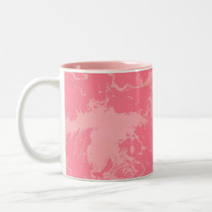 Caneca De Café Em Dois Tons Abstrato de Nuvem Marmoreada Rosa