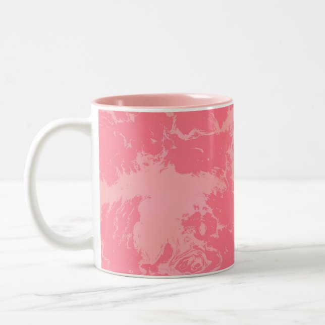 Caneca De Café Em Dois Tons Abstrato de Nuvem Marmoreada Rosa (Esquerda)