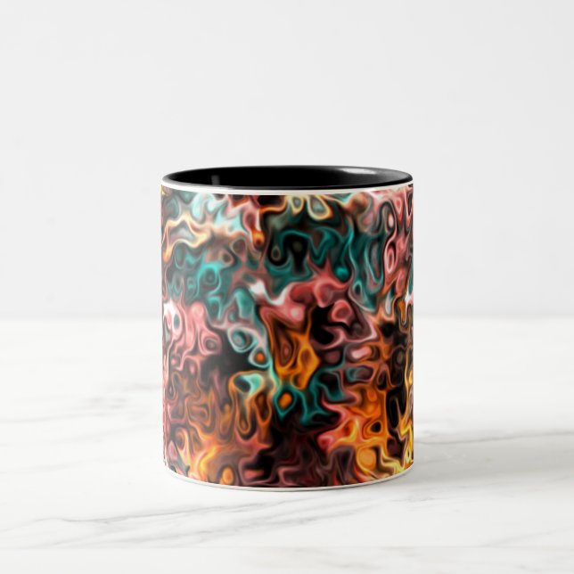 Caneca De Café Em Dois Tons abstrato de onda: Glances (Centro)