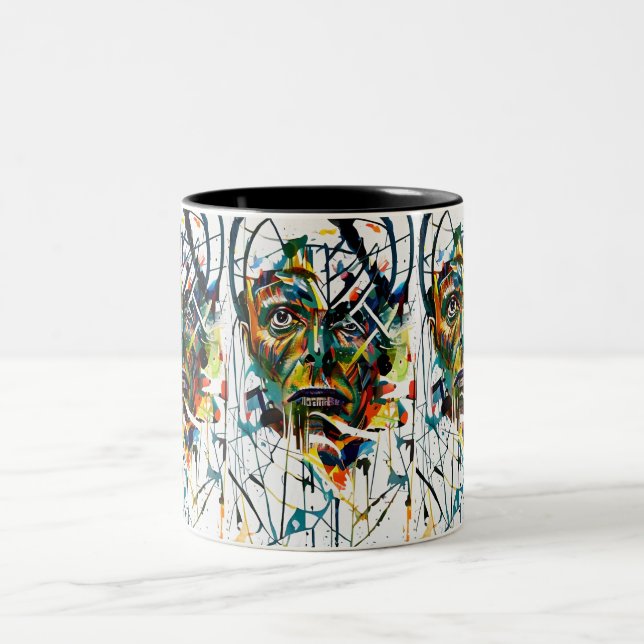 Caneca De Café Em Dois Tons Abstrato de uma alienígena (Centro)