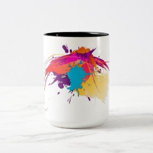 Caneca De Café Em Dois Tons Abstrato Exotic Butterfly Paint Splatters