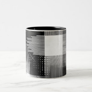 Caneca De Café Em Dois Tons Abstrato Geométrico Design