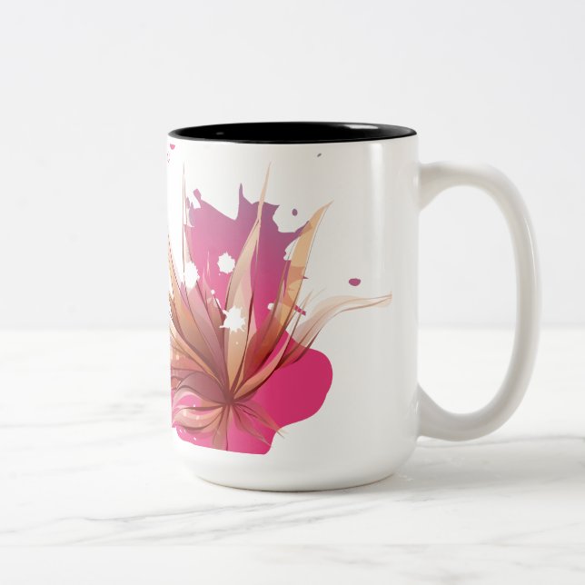 Caneca De Café Em Dois Tons Abstrato Hibiscus Flower (Direita)
