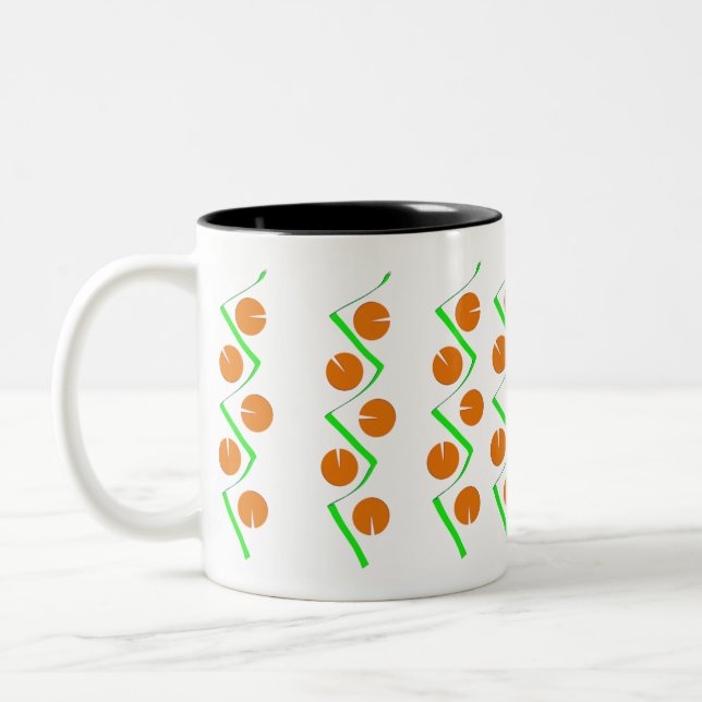 Caneca De Café Em Dois Tons Abstrato Laranja Verde (Esquerda)