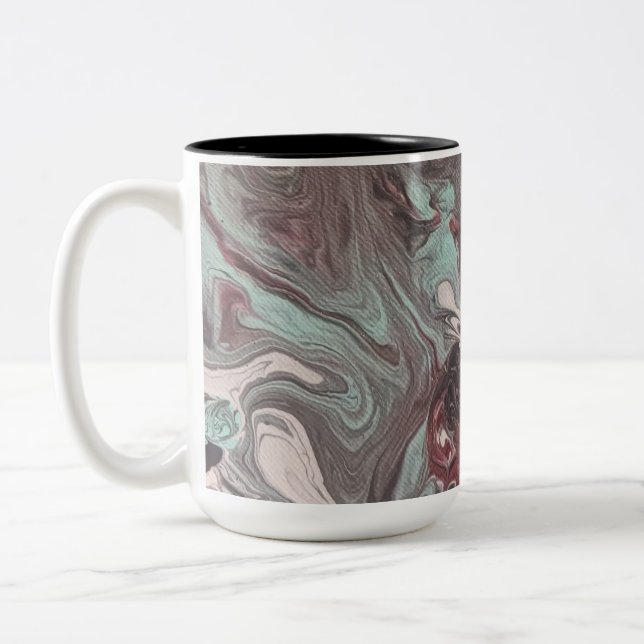 Caneca De Café Em Dois Tons Abstrato Marbled (Esquerda)