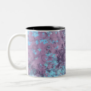 Caneca De Café Em Dois Tons Abstrato Mármore Azul, Rosa e Roxo