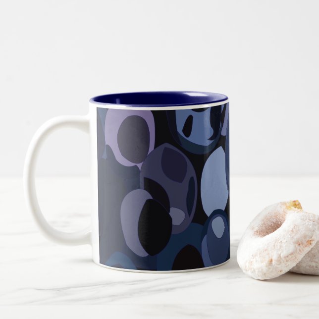 Caneca De Café Em Dois Tons Abstrato Modern Blueberry (Com Donut)