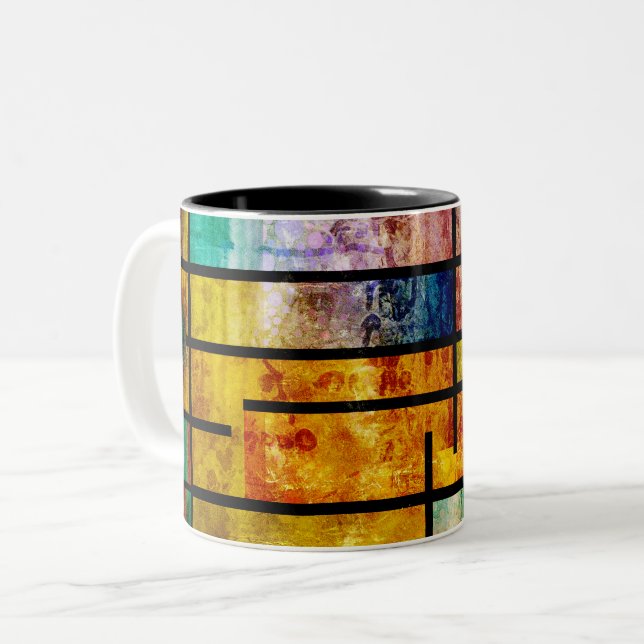 Caneca De Café Em Dois Tons Abstrato moderna (Frente Esquerda)