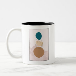Caneca De Café Em Dois Tons Abstrato Moderno Boho Mug - Desligamento Neutro Mi