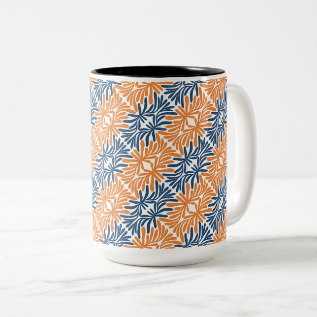 Caneca De Café Em Dois Tons Abstrato Moderno Florals (Frente Esquerda)