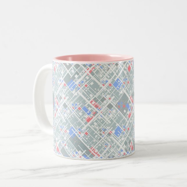 Caneca De Café Em Dois Tons Abstrato moderno geométrico. (Frente Esquerda)