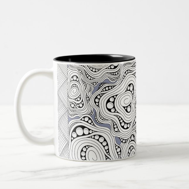 Caneca De Café Em Dois Tons Abstrato monocromático (Esquerda)