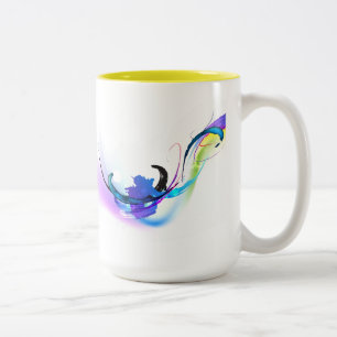 Caneca De Café Em Dois Tons Abstrato Morning Glory Paint Splatters