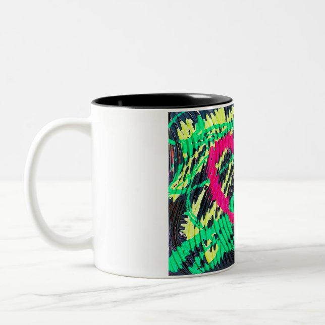 Caneca De Café Em Dois Tons Abstrato Neon Heart Mug (Esquerda)