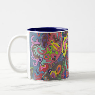 Caneca De Café Em Dois Tons abstrato original "Cor Animada"