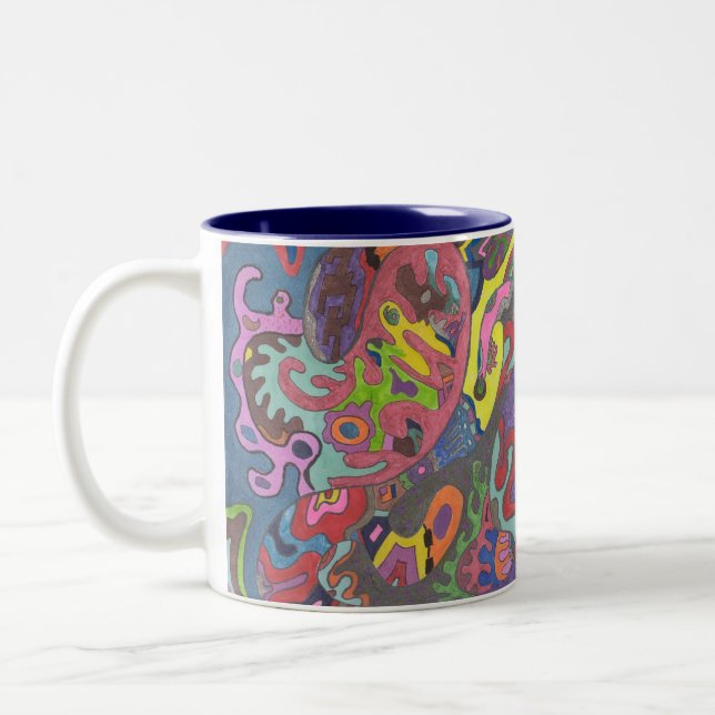 Caneca De Café Em Dois Tons abstrato original "Cor Animada" (Esquerda)
