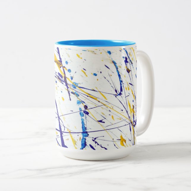 Caneca De Café Em Dois Tons Abstrato Paint Splatter (Frente Esquerda)
