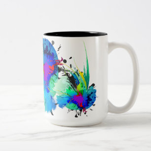 Caneca De Café Em Dois Tons Abstrato Paint Splatters