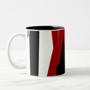 Caneca De Café Em Dois Tons Abstrato preto e branco vermelho