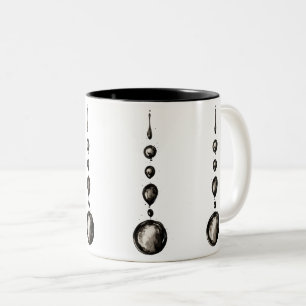 Caneca De Café Em Dois Tons Abstrato Preto Ink Água Cai na Linha