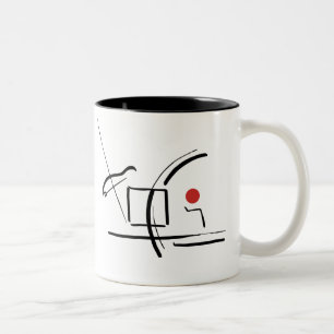 Caneca De Café Em Dois Tons Abstrato Red Ball & Lines Desenhando Café de Dois