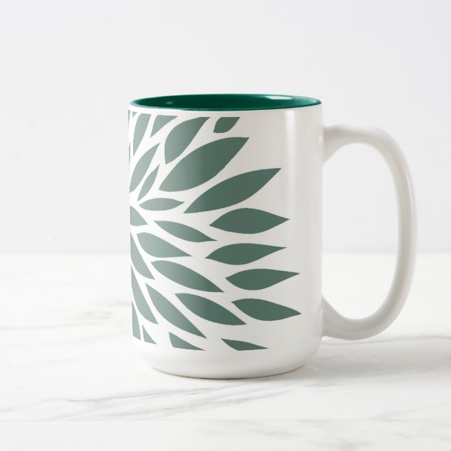 Caneca De Café Em Dois Tons Abstrato Verde (Direita)