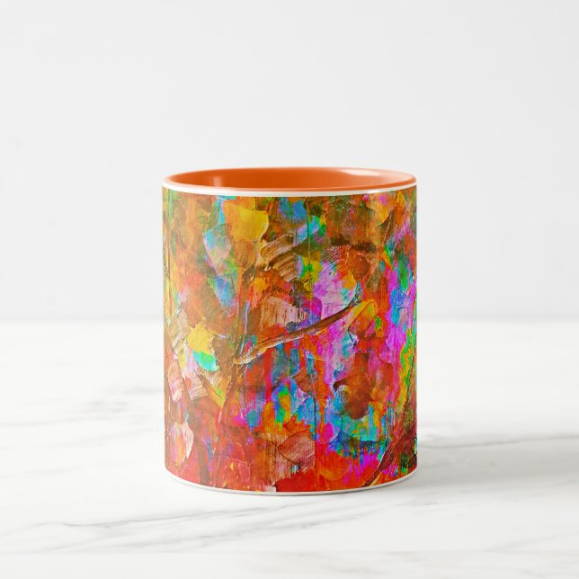 Caneca De Café Em Dois Tons abstrato vibrante (Centro)