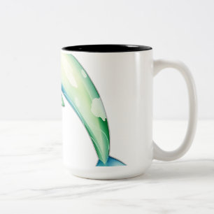 Caneca De Café Em Dois Tons Abstrato Watercolor Dolphin com Estrelas do Mar
