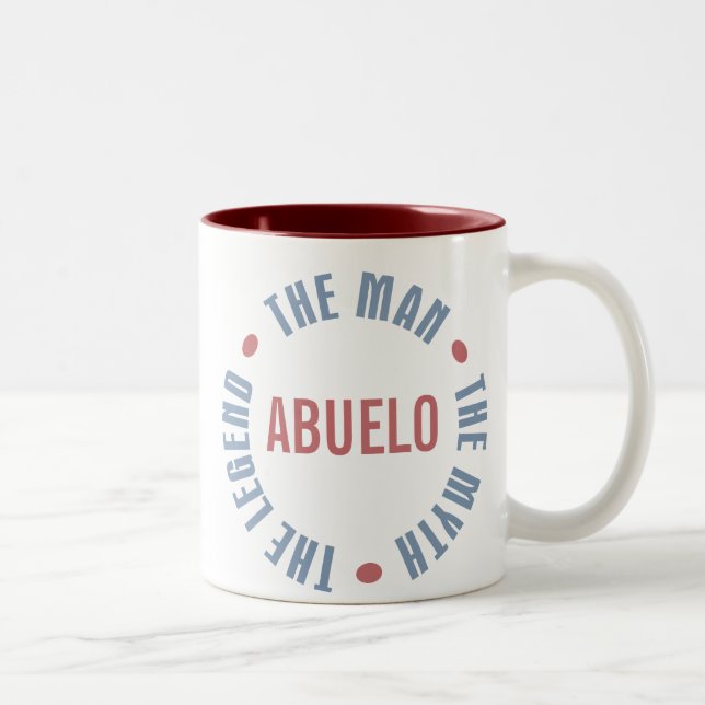 Caneca De Café Em Dois Tons Abuelo Man Myth Legend Personalizável (Direita)