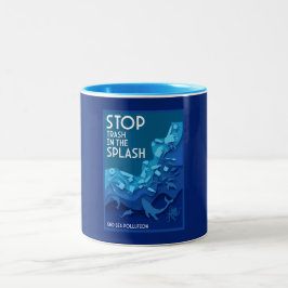 Caneca De Café Em Dois Tons Acabar com a Poluição do Mar